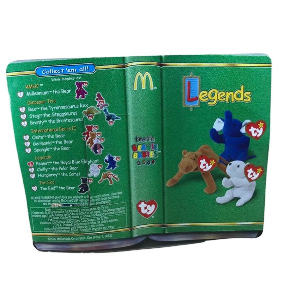 New Ty Beanie Baby "Peanut" the Royal Blue Elephant McDonalds Legends RARE - Picture 3 of 5